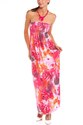 Womens Casual Smocked Strapless Long Color Printed