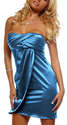 Chic Blue Strapless Pleated Short Satin Evening Cl