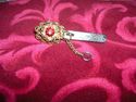 Old Vintage Key Finder Clip Red Rhinestone & Gold 