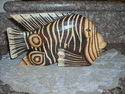 Wooden Handmade Striped Angel Fish 11" Long by 6" 