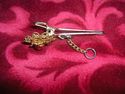 Old Vintage Key Finder Clip Red Rhinestone & Gold 