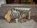 Wooden Handmade Striped Angel Fish 11" Long by 6" 