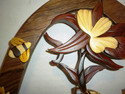 COLUMBINE W/BEE -CARVED WOOD ART - INTARSIA  WALL 