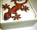 GECKO - BEAUTIFUL STONE BOX W/LID JEWELRY  3" X 3"