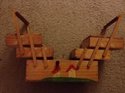 VINTAGE 60's MEXICAN WOOD ACCORDION SEWING BOX - H