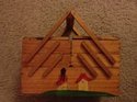 VINTAGE 60's MEXICAN WOOD ACCORDION SEWING BOX - H