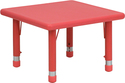 24'' Square Height Adjustable Red Plastic Activity