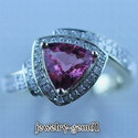 1.48Ct Trillion 7MM Solid 14K Y-Gold Pink Tourmali