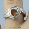 Trillion 7*7MM Solid 14K Yellow Gold Diamond Semi 