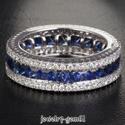 2.07Ct Solid 14Kt White Gold Sapphire VS Diamond W