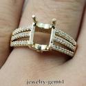 Emerald 8*6MM Solid 14Kt Yellow Gold Natural Diamo