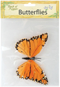 Feather Butterflies With Wire 6" 1/Pkg-Orange & Bl