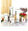 4 Piece Glass Canister Set With White Coating Case