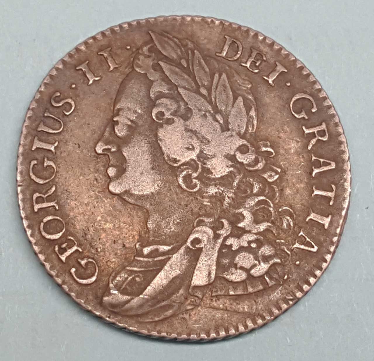 1743 UK Great Britain Silver Shilling Coin George 