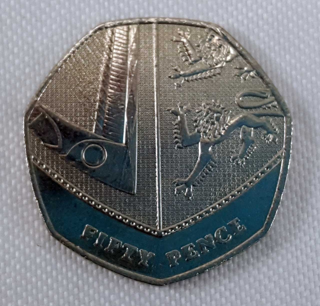 2013 UK Great Britain Fifty Pence Coin Elizabeth II Royal Coat Arms VG ...