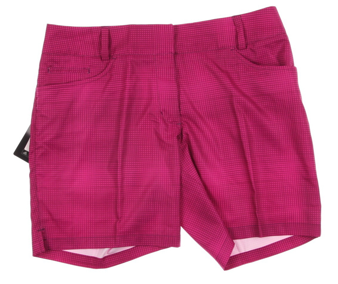 NEW Women'S Adidas Golf Climacool Performance Golf Shorts Pink Plaid US ...