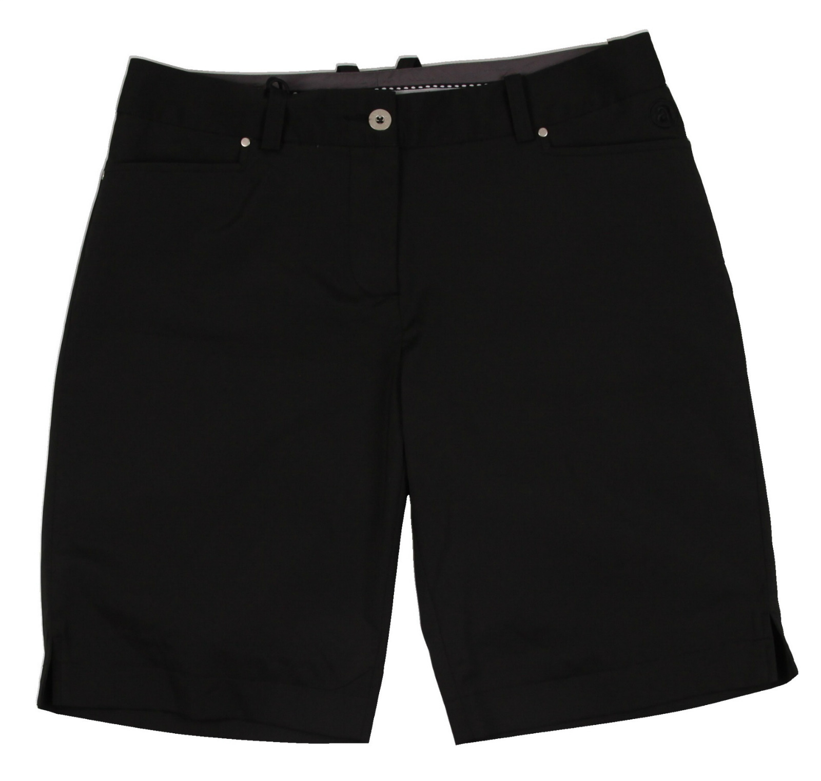 New Women's Abacus Cleek Knee Length Golf Shorts Solid Black US Size 8