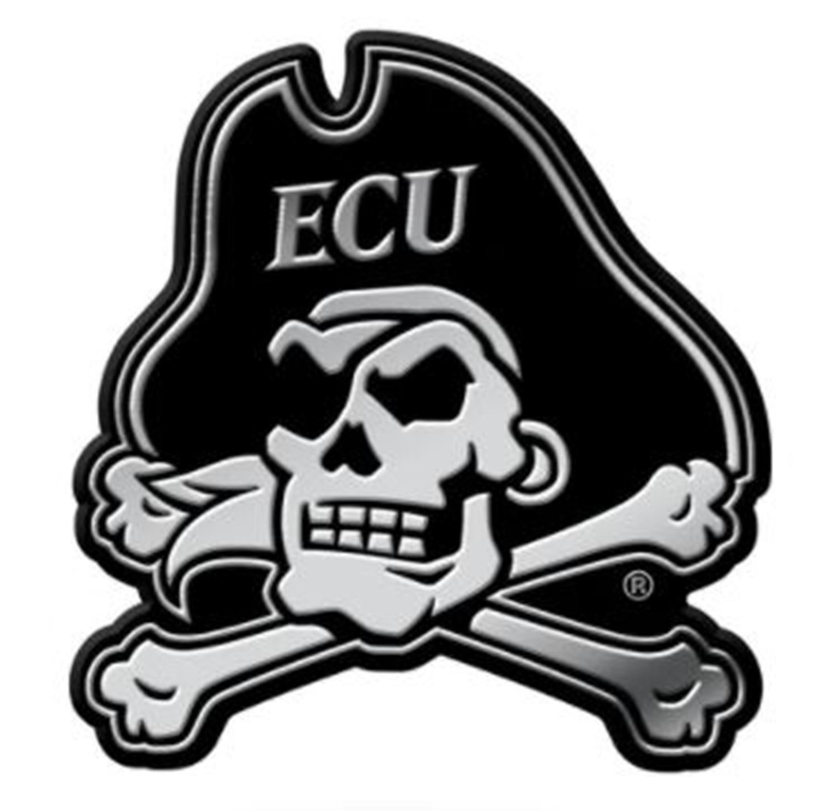 East Carolina Pirates ECU Auto Emblem Silver Chrome Raised ...