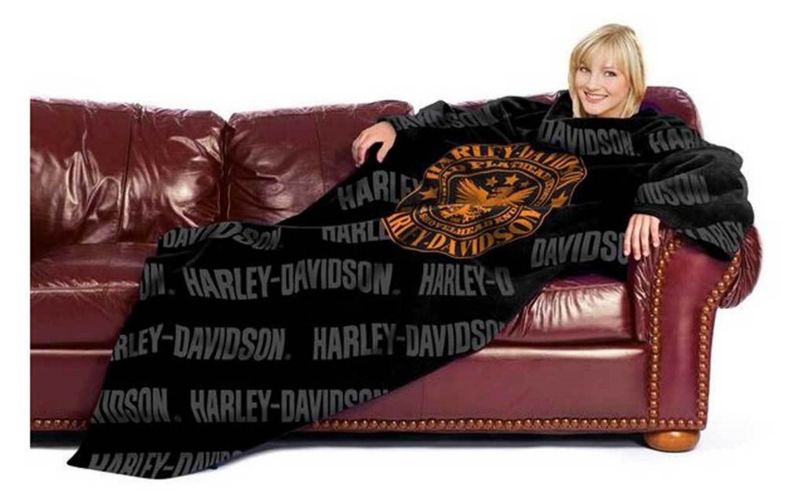 Harley Davidson Super Soft Fleece Throw Blanket with Sleeves Snuggy