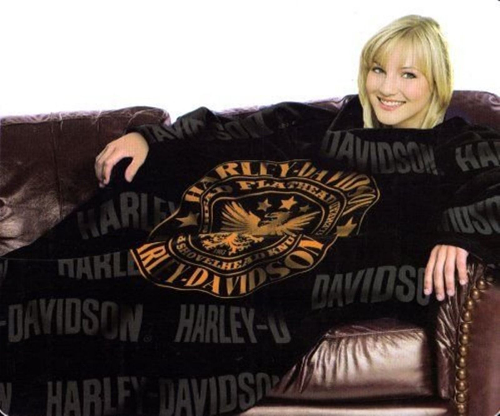 Harley Davidson Super Soft Fleece Throw Blanket with Sleeves Snuggy