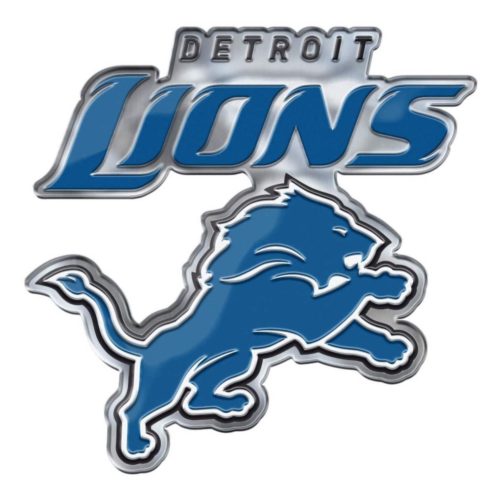 Detroit Lions Alternate Logo Premium Aluminum Color Chrome Auto Emblem