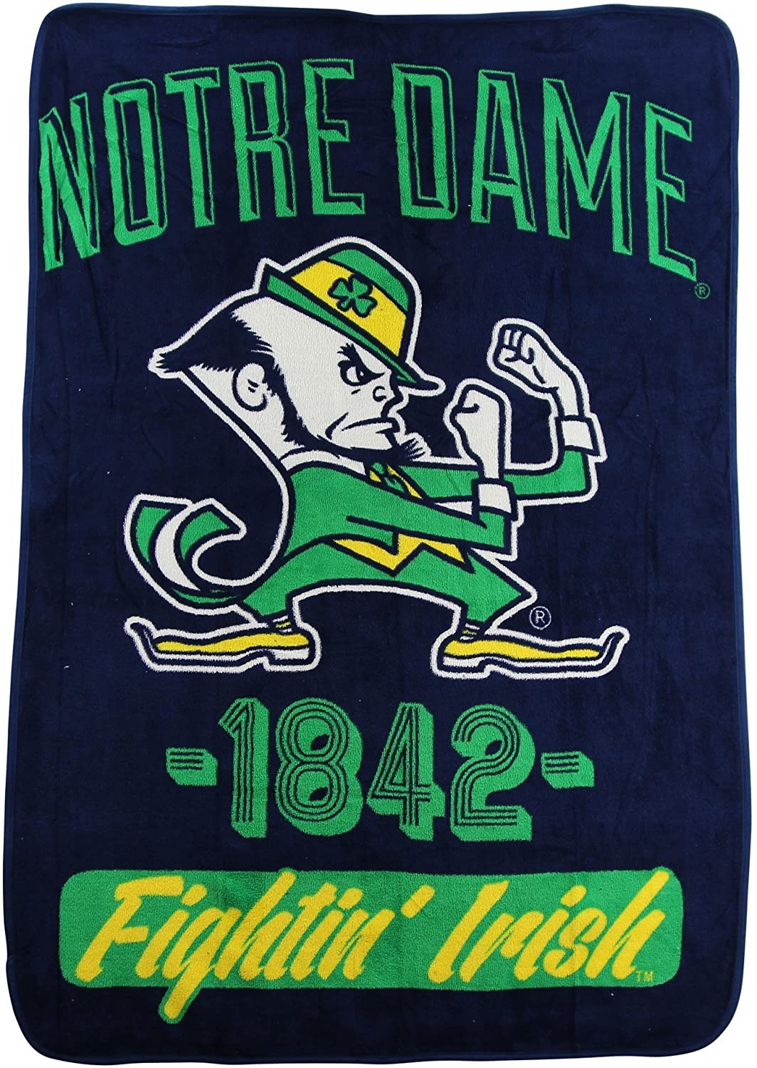 Notre Dame Fighting Irish Plush Mascot Raschel 46x60 Throw Blanket University Of EBay