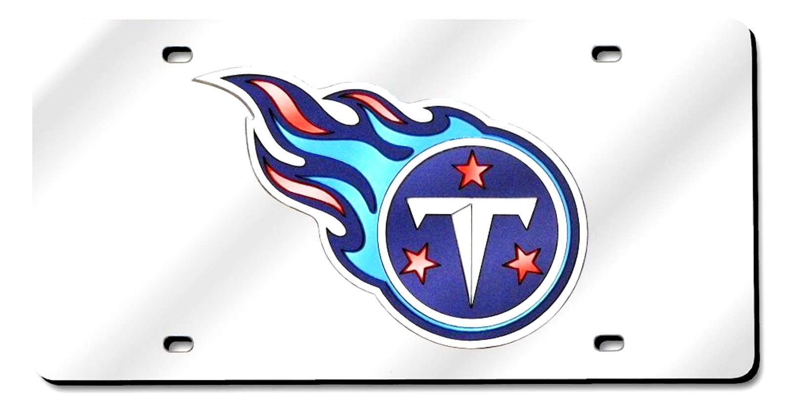 Tennessee Titans Fireball Silver Deluxe Laser Acrylic License Plate Tag 