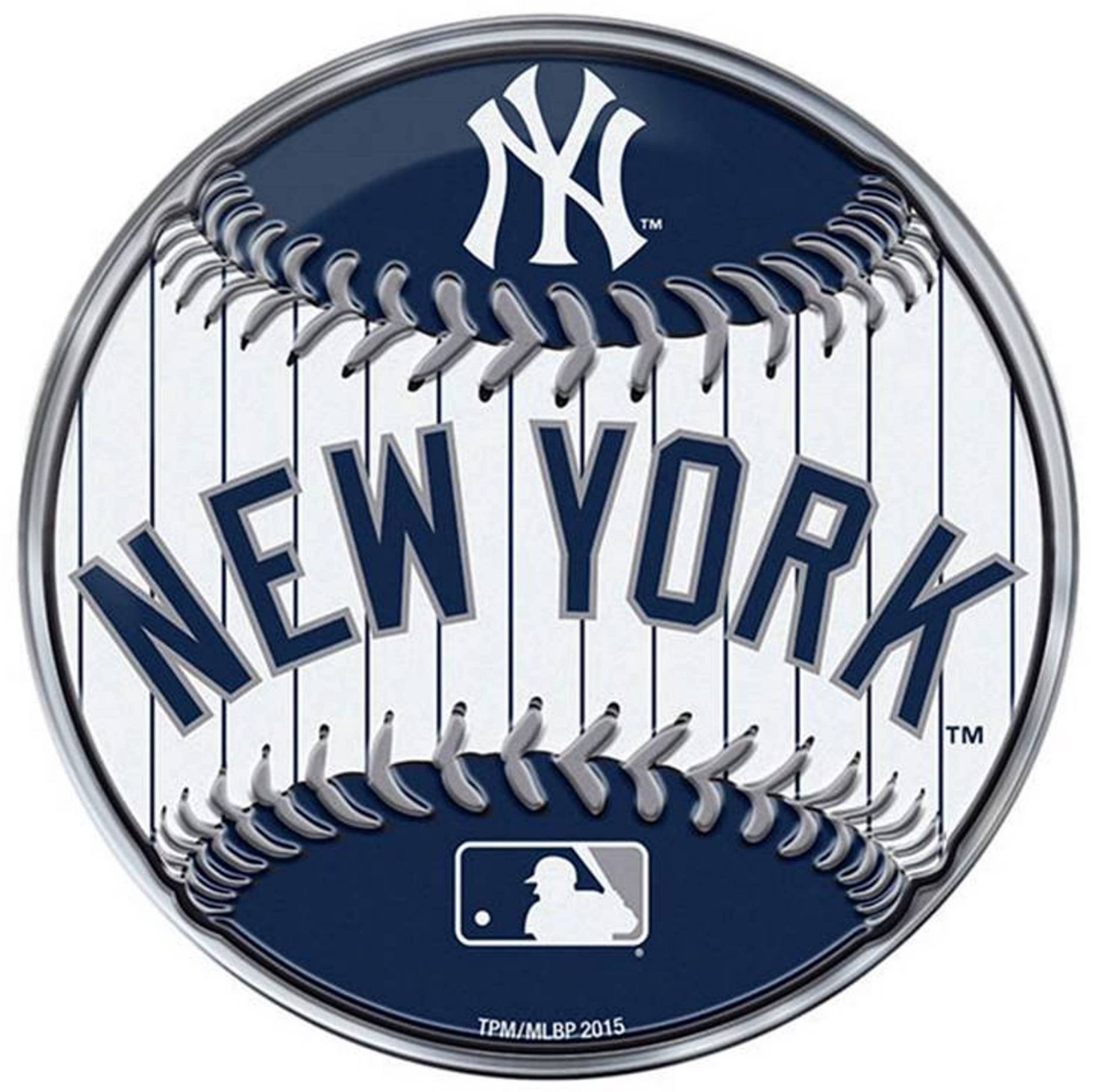 New York Yankees Baseball Premium Aluminum Metal Color Chrome Auto ...
