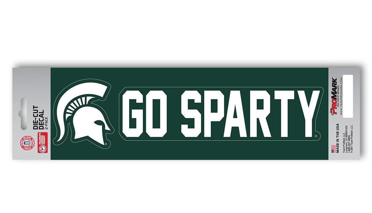 Michigan State Spartans Die Cut Slogan And Logo Decal Stickers Go Sparty Ebay