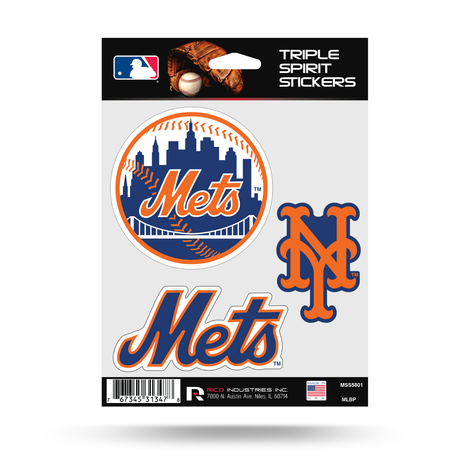 New York Mets Set of 3 Die Cut Decals Stickers Spirit Wordmark ...