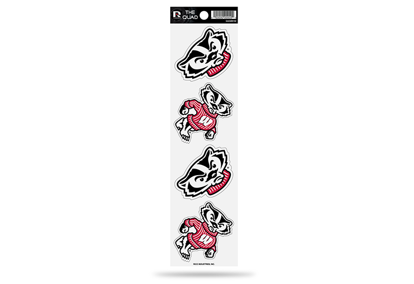Wisconsin Badgers Set of 4 Decals Stickers The Quad 2x2 Inches NCAA