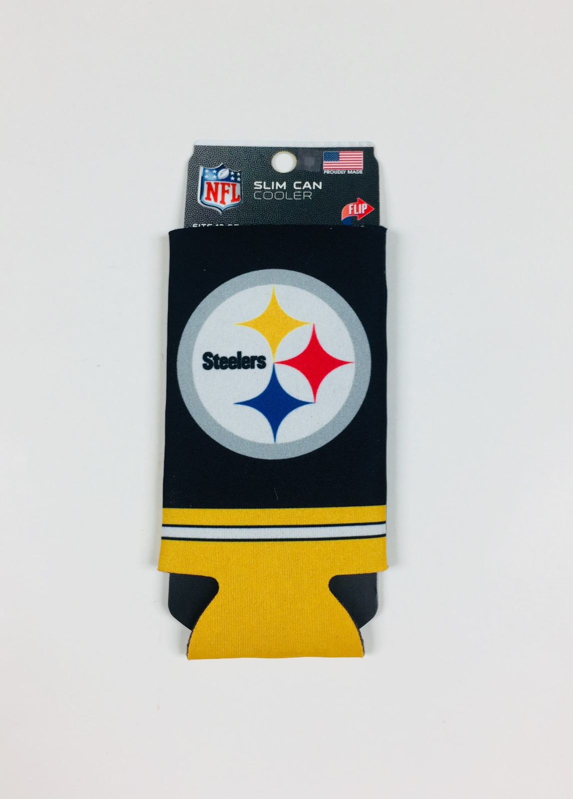 Pittsburgh Steelers Slim Can Koozie Holder Collapsible Free Shipping