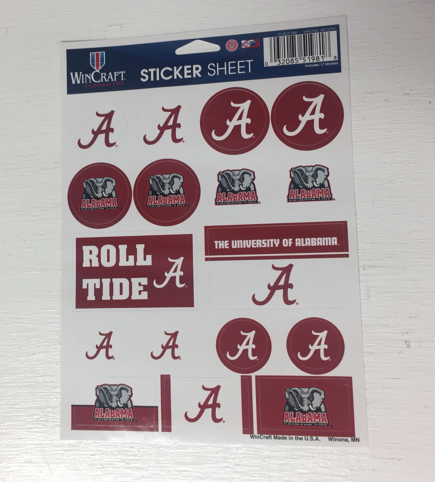 Alabama Crimson Tide Vinyl Sticker Sheet 17 Decals 5x7 Inches Free ...