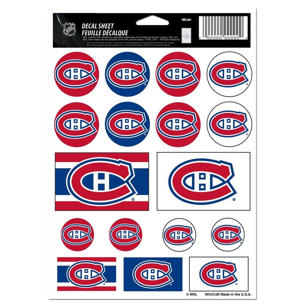 Montreal Canadiens Vinyl Sticker Sheet 17 Decals 5x7 Inches Free