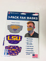 LSU Tigers Fan Masks 3 Pack One Size Fits Most NEW