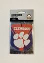 Clemson Tigers Air Freshener Fresh Scent 2 Pack Ca