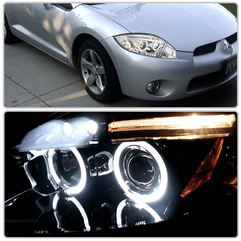 2006-2011 ECLIPSE EURO CHROME HALO PROJECTOR LED HEADLIGHTS+DAYTIME ...