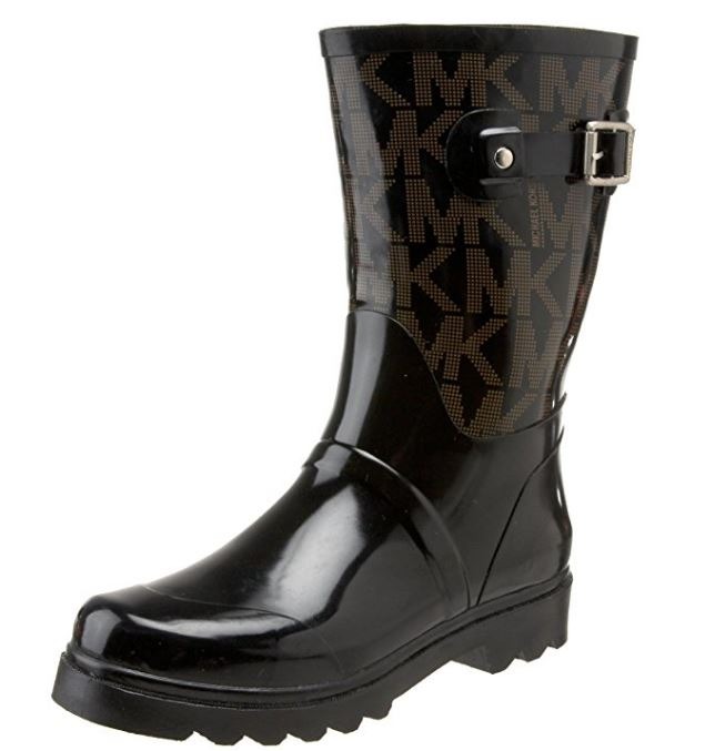 Michael Michael Kors Women's MK Logo Mid Rainboot Boot, Black, 7 M US ...
