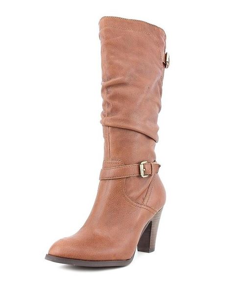Brown Leather Fashion Mid-Calf Boots 