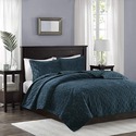 Madison Park Harper Quilt Set-Faux Velvet  Full/Qu