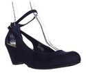 AR35 Miley Ankle-Strap Wedge Pumps, Black, 8.5 US