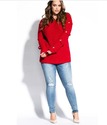 City Chic Eyelet Sleeve Red Sweater SZ 20