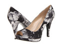 Nine West Womens Danee Black/White Fabric Heels 10