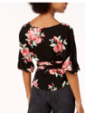 The Edit Juniors' Floral-Print Wrap Top Medium