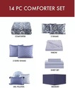 Hendel Indigo King Comforter Set Bedding 14 piece 