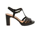 Clarks Women's Jenness Night Black Leather Sandal 