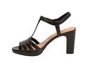 Clarks Women's Jenness Night Black Leather Sandal 