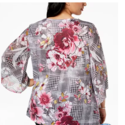 JM Collection Plus Size Printed Embellished Top-3X