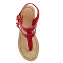 Brinley Co. Women's T-Strap Wedge Sandal Red, 8.5M