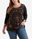 Lucky Brand Women's Plus Size FOIL Medallion TEE, 